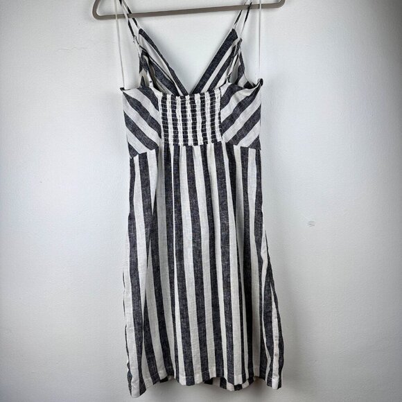 NWT Infinity Raine Love Tree Linen Button Up Stripe V Neck Dress, Size M - Picture 2 of 14